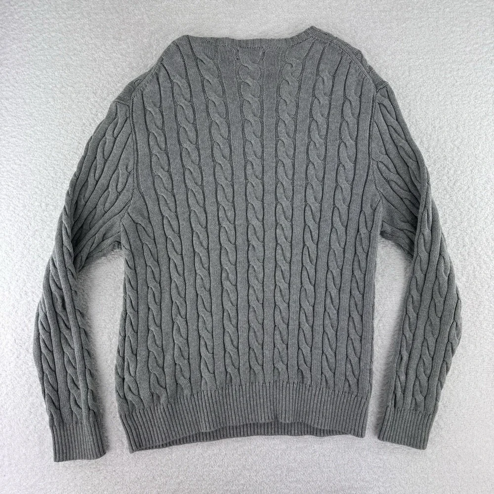 Polo Ralph Lauren Cable Knit Crewneck Sweater Mens XL Gray Cotton